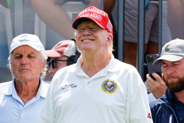 USA, Donald Trump at LIV Golf Tournament in Bedminster, New Jersey