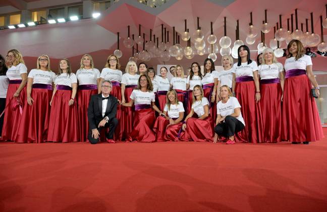 Venice Film Festival, protest against violence against women on the Red Carpet