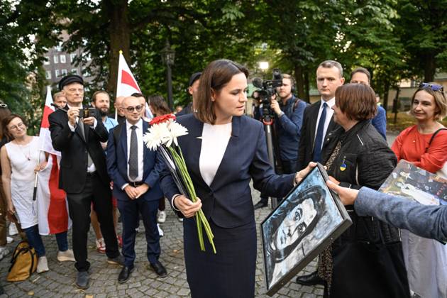 Stockholm, Svetlana Tikhanovskaya vor der Verleihung des Anna-Lindh-Preises
