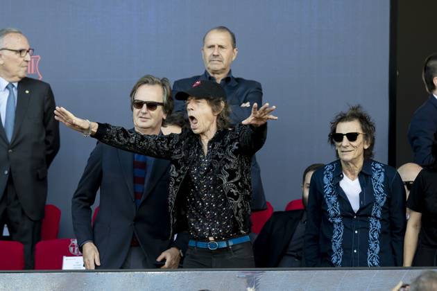 The Rolling Stones as guests at football match in Barcelona