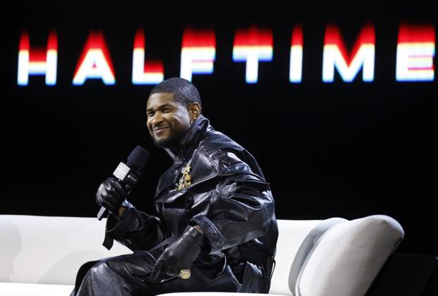Usher at the Super Bowl LVIII Pregame and Apple Music Press Conference