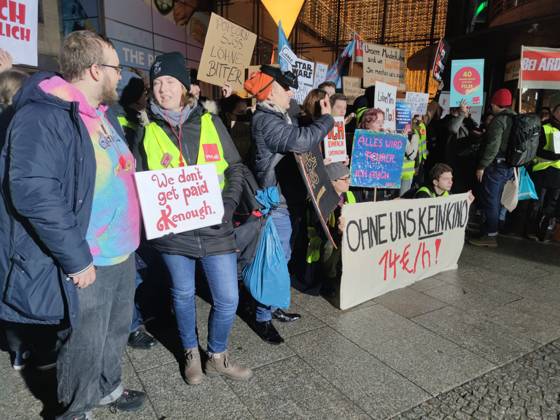 74th Berlinale, protest by cinema employees at Potsdamer Platz