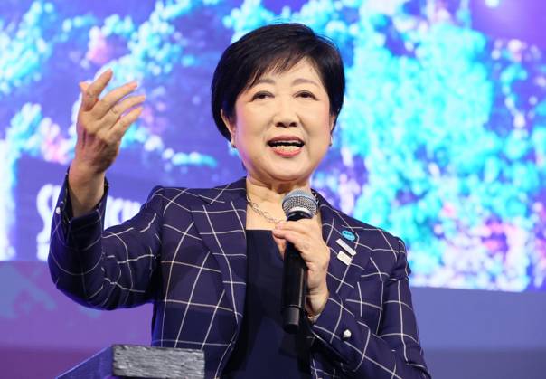 Japan, Tokyo Governor Yuriko Koike speaks at the Short Shorts Film Festival and Asia 2024