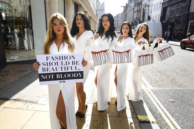 PETA protest ahead of London Fashion Week