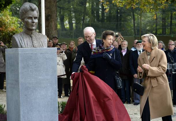 Princess Anne at the inauguration of the Edith Cavell bust in Brussels