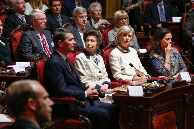 Princess Anne speaking at the Senate in Brussels