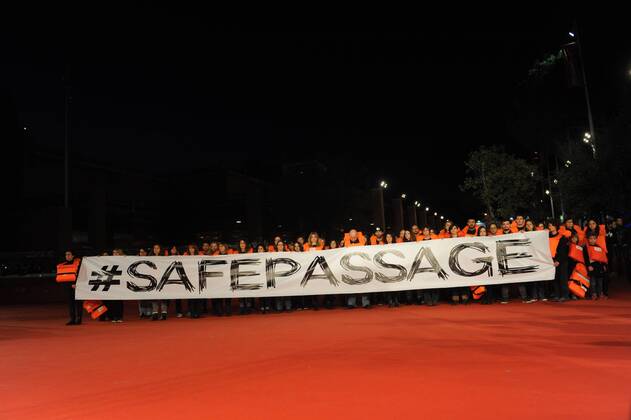 Flash mob during the Rome Film Festival recalls refugee drama in the Mediterranean Sea