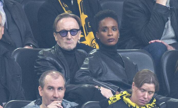 Marius-Müller Westernhagen visits the football derby in Dortmund with girlfriend Lindiwe Suttle