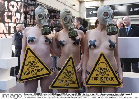 London Fashion Week - PETA demo against fur