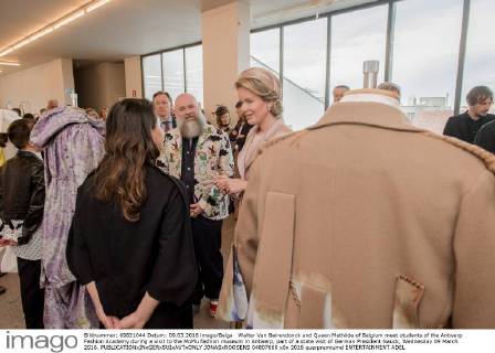 Queen Mathilde of Belgium and Daniela Schadt visit the MoMu Fashion Museum