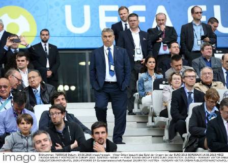 Viktor Orban attends the match of the Hungarians at the EURO 2016