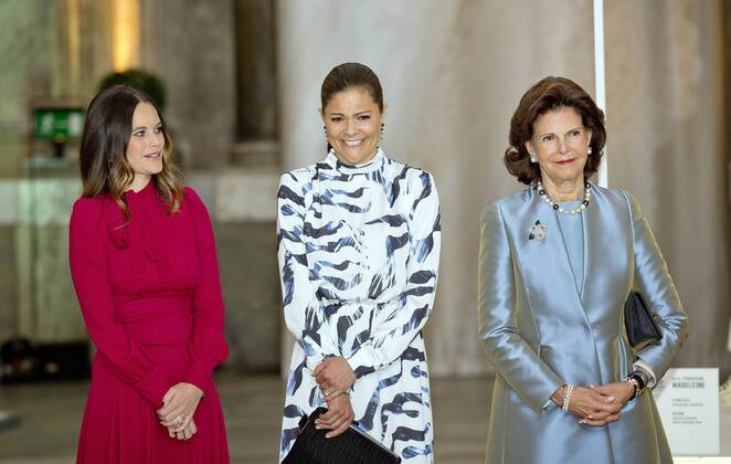 Queen Silvia and Princesses Victoria and Sofia visit royal bridal fashion exhibition in Stockholm