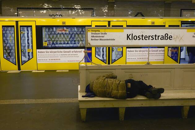 Berlin, homeless people are not allowed to stay overnight in underground stations