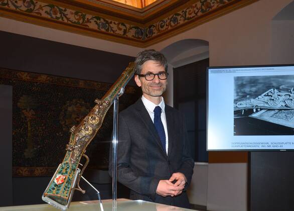 Exhibition of a historical ceremonial weapon by Prince Archbishop Cardinal Matthäus Lang von Wellenburg in Salzburg