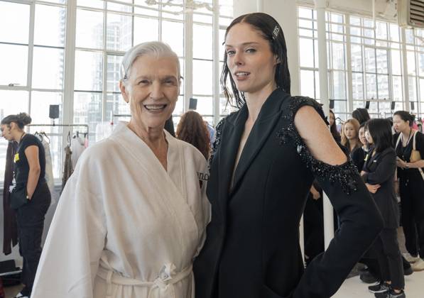 Coco Rocha and Maye Musk backstage at the Juzui fashion show at New York Fashion Week