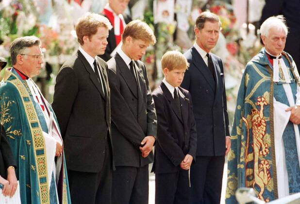 Prince William and Prince Harry mourn - archive pictures