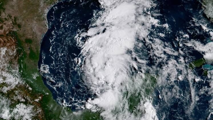 NASA images of Hurricane Harvey off the Gulf of Mexico