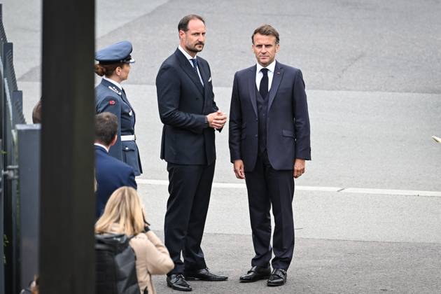 Norway, Crown Prince Haakon and Emmanuel Macron at World War II commemoration in Oslo