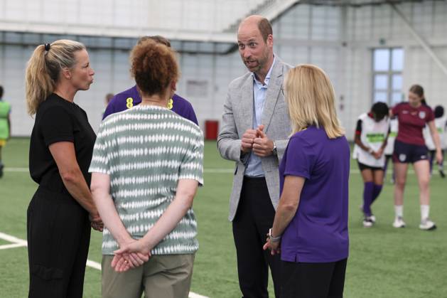 Prince William visits womens national football team in Burton on Trent