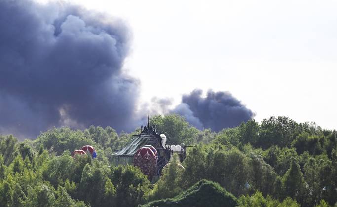 Belgium, main stage of Tomorrowland Festival on fire