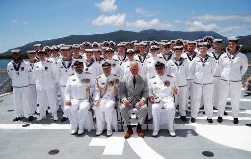 Prince Charles visits naval ship in Australian Cairns