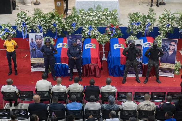 Haiti, funeral service for police officers killed in action in Port-au-Prince