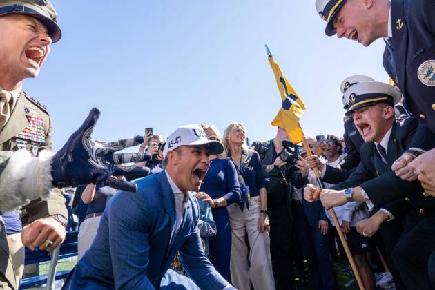 USA, Secretary of Defence Pete Hegseth at American football game Navy - Air Force in Annapolis