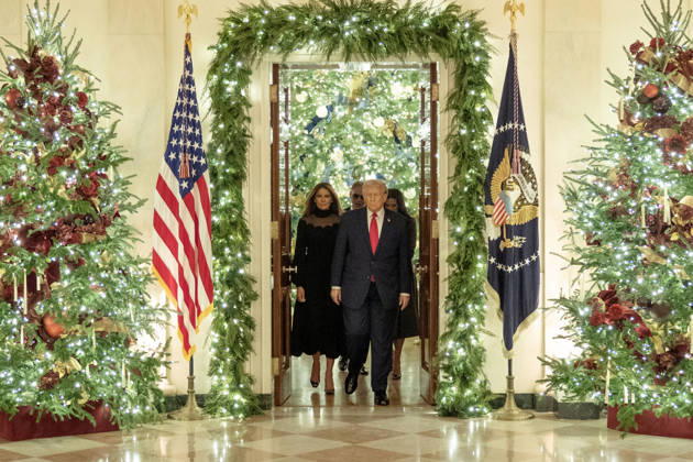 USA, Donald Trump and Melania attend a concert by Andrea Bocelli in the East Room of the White House