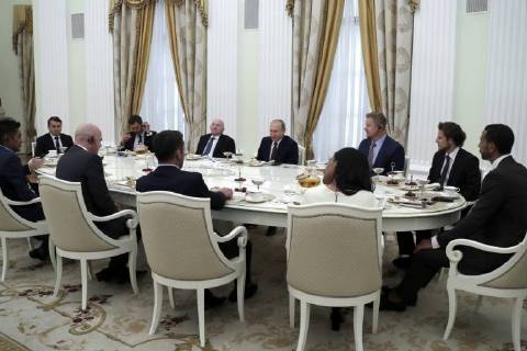 World Cup 2018, Putin meets football world stars in Kremlin
