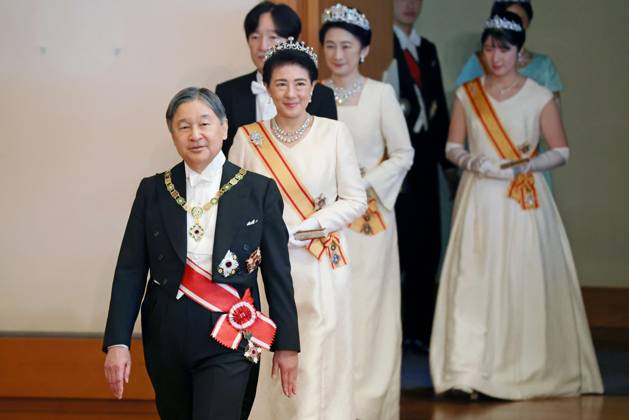 Japan, Royal family at New Years ceremony in Tokyo