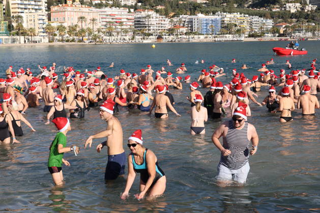 France, New Years swimming in Menton