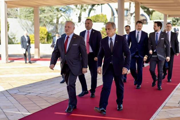 Jordan, King Abdullah II during ceremony with the Crown Prince