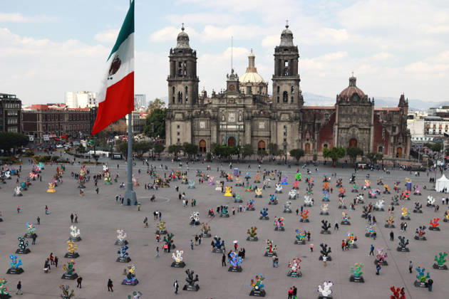 Mexico, installation Nopalera en el Corazoon - Cactus in the Heart in Mexico City