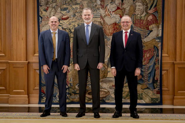 Royals, King Felipe of Spain receives Oracle managers at the Tsarzuela Palace in Madrid