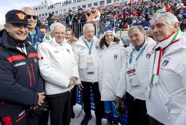 Milano Cortina 2026, Sergio Mattarella at the women's super-G