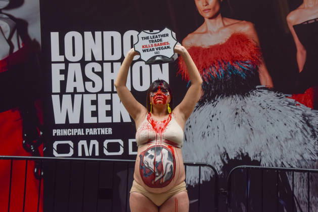 London Fashion Week, PETA protest action