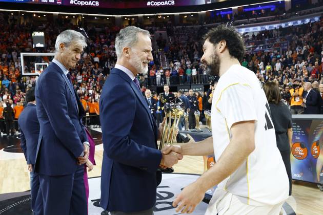 Royals, King Felipe of Spain at the Basketball Kings Cup Final Real Madrid vs Baskonia in Valencia