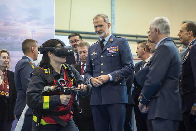Royals, Spain, King Felipe visits technology days of the BACSI project at Los Llanos airbase