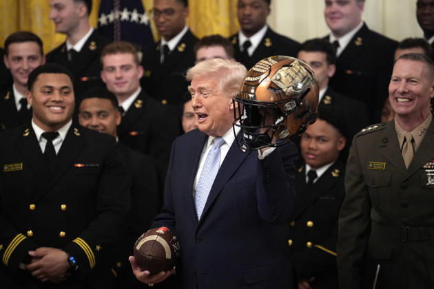 USA, Donald Trump presents Commander-in-Chief's Trophy to US Navy football team in Washington DC