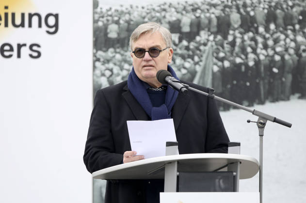 Hape Kerkeling on the anniversary of the liberation of the Buchenwald concentration camp, commemorative act in Weimar