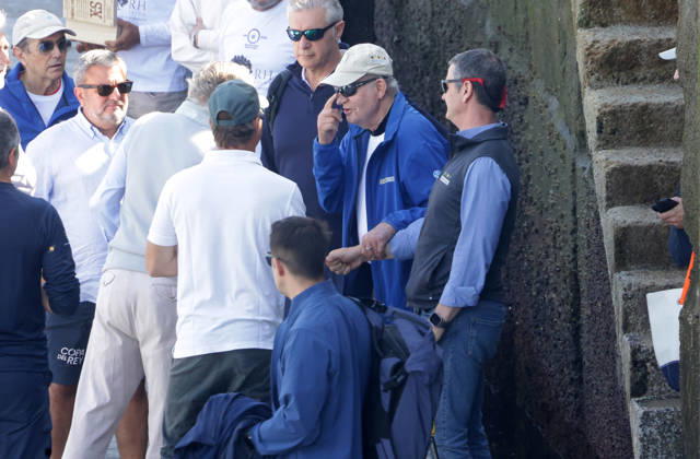 Royals, Juan Carlos of Spain and Infanta Elena in the harbour of Sanxenxo