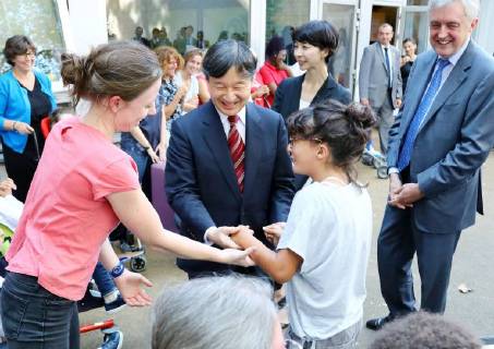 Paris, Japans Crown Prince Naruhito visits disabled facility