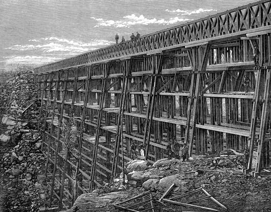 IMAGO International History, Archive, USA, Union Pacific Railroad, Dale Creek Crossing 1868