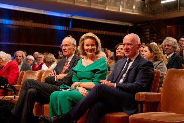 Queen Mathilde of Belgium visits cello competition in Brussels