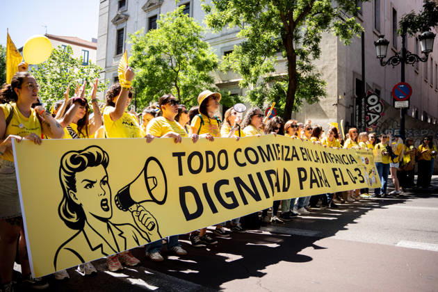 Spanien, Madrid, Protest von Kita- und Vorschulkräften gegen prekäre Arbeit und Bildungsqualität