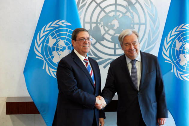 New York, Antonio Guterres trifft Außenminister von Kuba Bruno Rodriguez Parrilla
