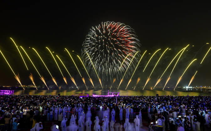 Katar, Eid al-Adha 2026, Feuerwerk am Katara Cultural Village in Doha