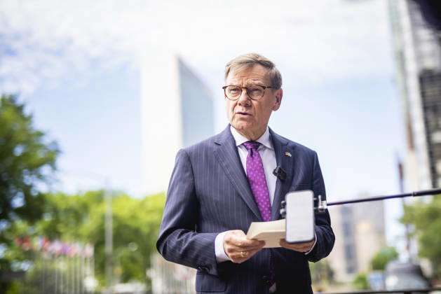 USA, Außenminister Johann Wadephul gibt Pressestatement in New York