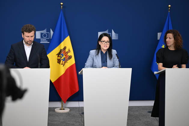 Belgien, Presseauftritt von EU-Kommission und moldauischer Regierung zu Arbeit und Bildung in Brüssel