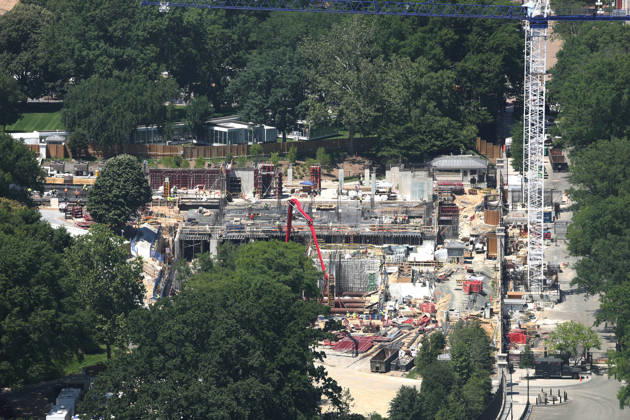USA, Construction work for planned ballroom at the White House in Washington